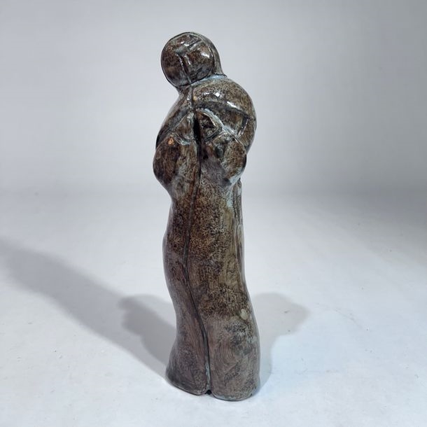 Artwork by Bernard Courcoule, Jacqueline Courcoule, Curious anthropomorphic subject in glazed stoneware with beautiful brown shaded glaze, Made of Glazed Stoneware