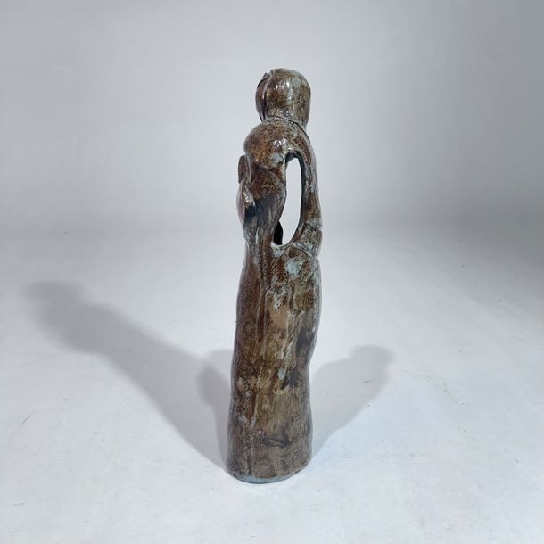 Artwork by Bernard Courcoule, Jacqueline Courcoule, Curious anthropomorphic subject in glazed stoneware with beautiful brown shaded glaze, Made of Glazed Stoneware