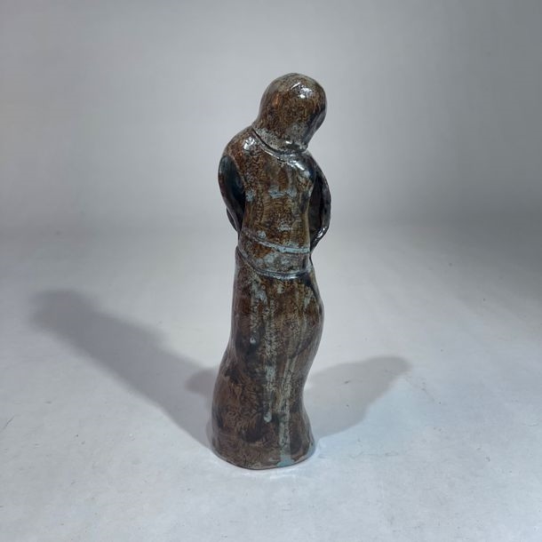 Artwork by Bernard Courcoule, Jacqueline Courcoule, Curious anthropomorphic subject in glazed stoneware with beautiful brown shaded glaze, Made of Glazed Stoneware
