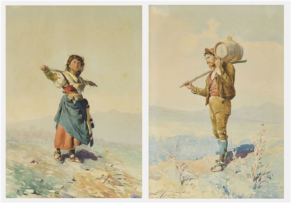 Couple de paysans du Latium - Domenico de Angelis