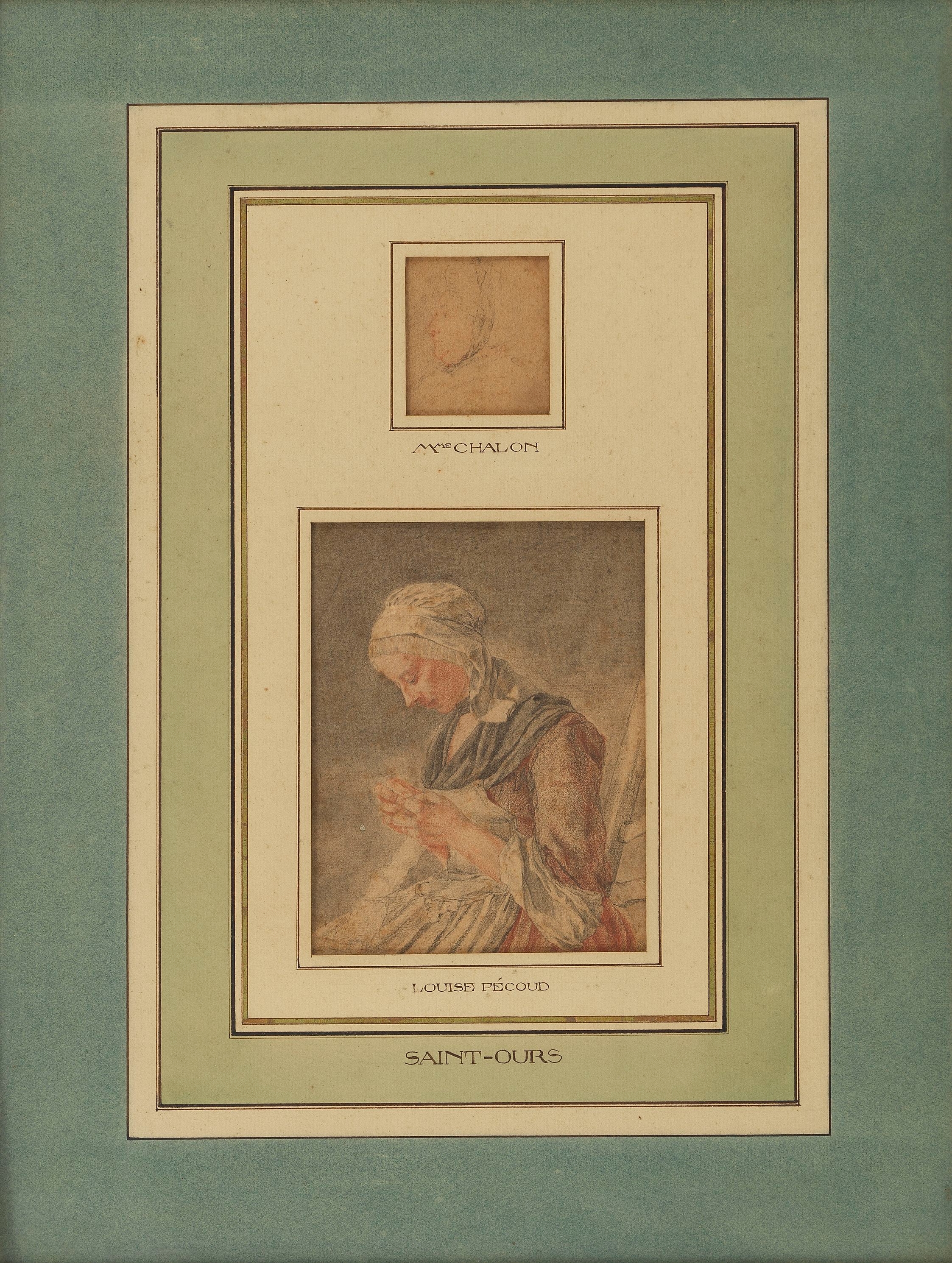 Artwork by Jean-Pierre de Saint-Ours, Portrait de Madame Chalon née Durand et la fidèle Louise Pecoud, Made of deux dessins encadrés ensemble