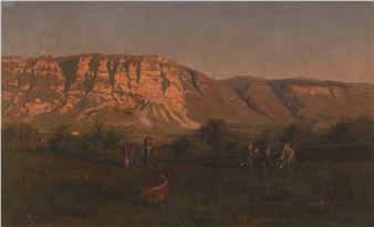 Jeune bergère avec vaches et moutons - François Furet