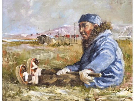 Ellen Henne Goodale | Oil Portrait of Alaska Native Man at Fish Camp ...