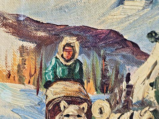 Ellen Henne Goodale | Oil Painting of a Dog Sled Team | MutualArt