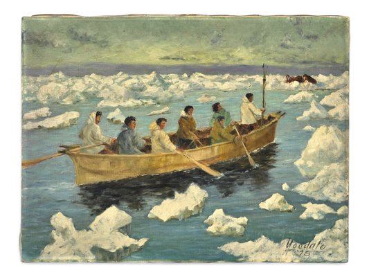 Harvey B. Goodale | Original Oil Painting of Walrus Hunters (Circa 1978 ...