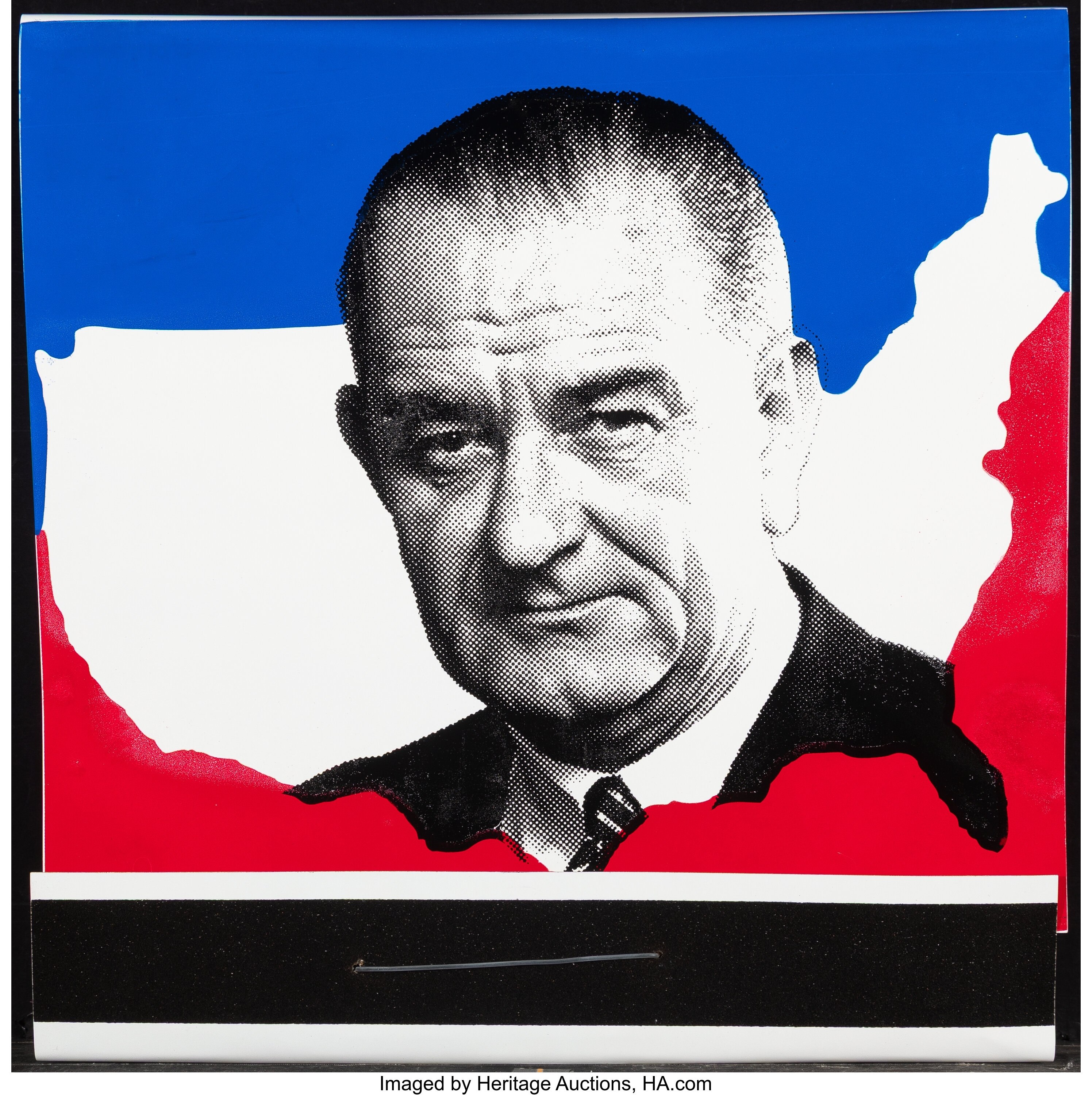 Artwork by Skylar Fein, LBJ, Matchbox Series, Made of Mixed media sculpture with screenprinted details