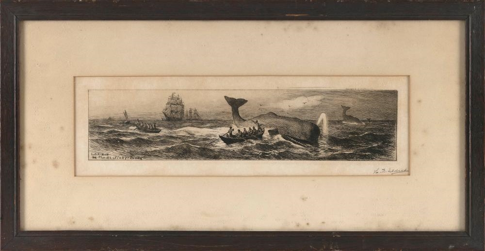 Artwork by Lemuel D. Eldred, On the Whaling Grounds, Made of Engraving