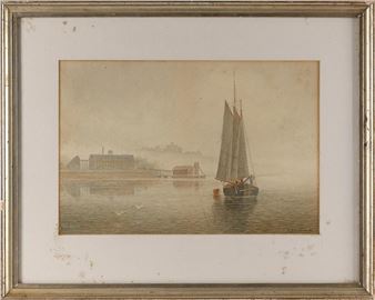 Fishing boat off a port, possibly New Bedford - Lemuel D. Eldred