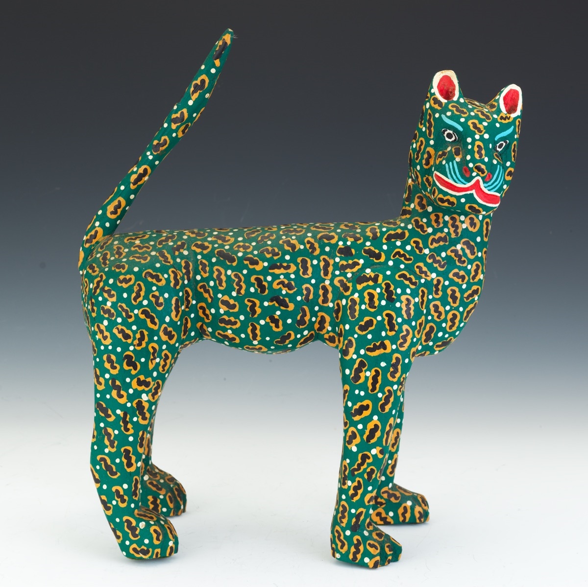 Artwork by Margarito Melchor, Mexican Folk Art Painted Wood Jaguar Sculpture, Made of Wood