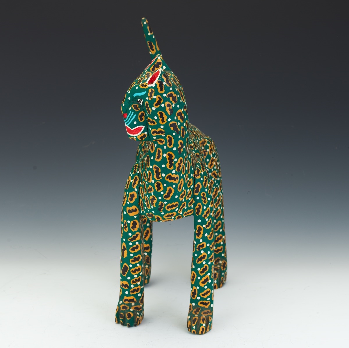 Artwork by Margarito Melchor, Mexican Folk Art Painted Wood Jaguar Sculpture, Made of Wood