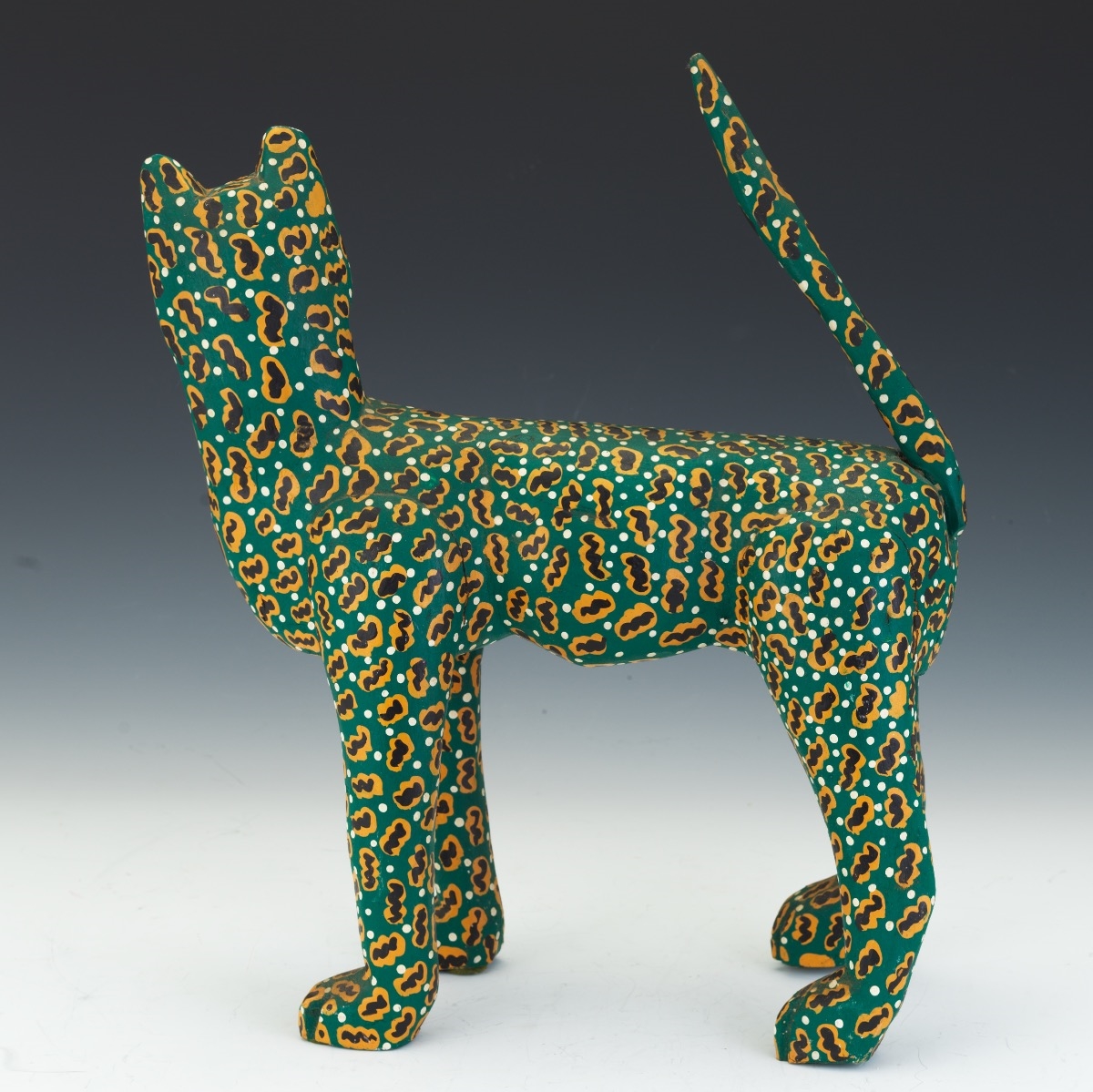 Artwork by Margarito Melchor, Mexican Folk Art Painted Wood Jaguar Sculpture, Made of Wood