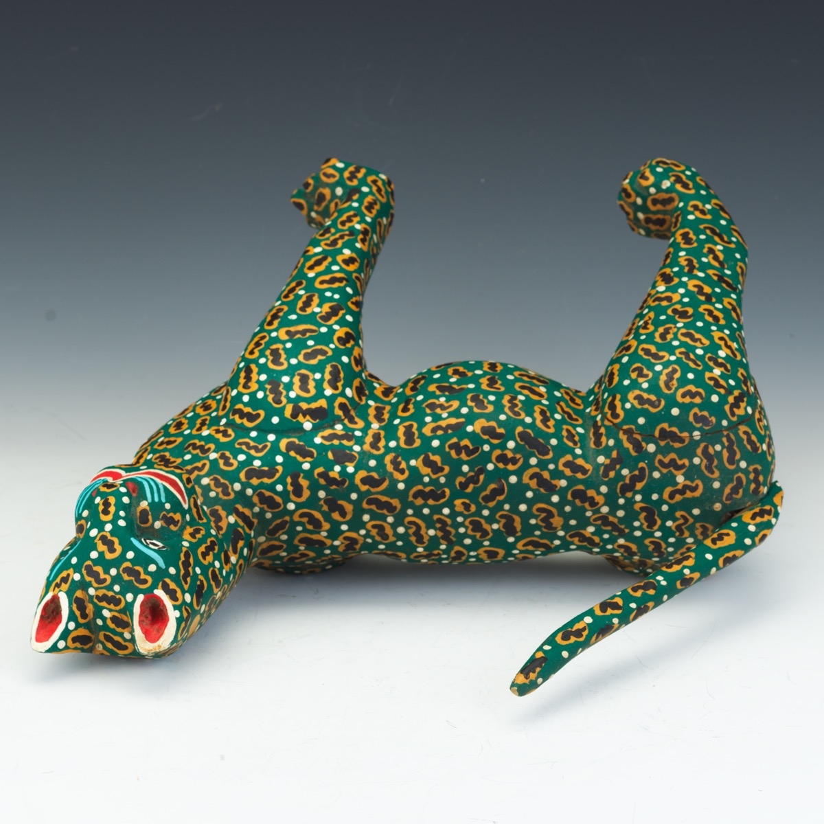 Artwork by Margarito Melchor, Mexican Folk Art Painted Wood Jaguar Sculpture, Made of Wood