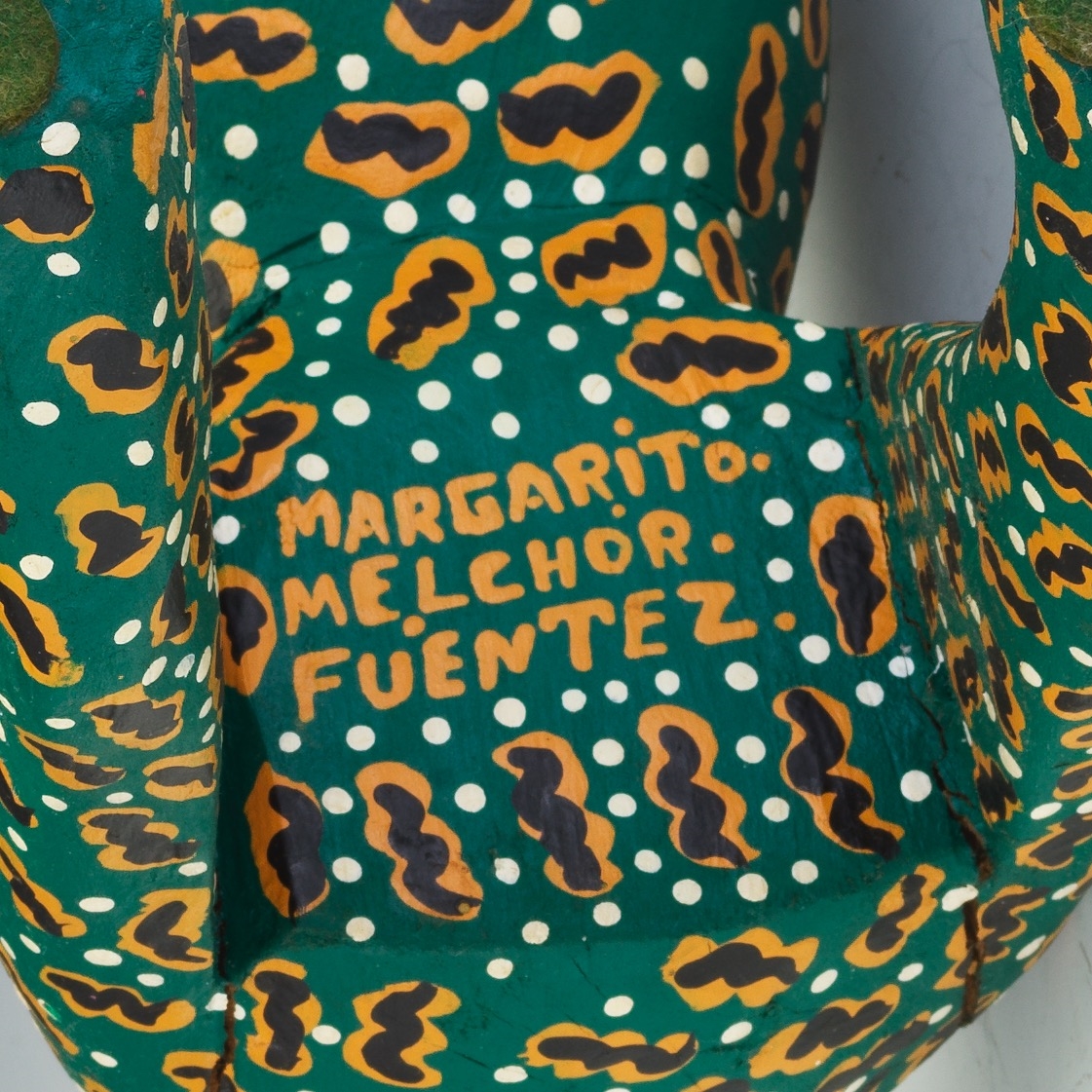 Artwork by Margarito Melchor, Mexican Folk Art Painted Wood Jaguar Sculpture, Made of Wood