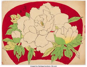 Three Uchiwa of Flowers - Hasegawa Konobu