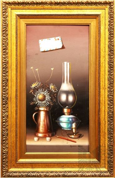 Still life with kerosene lamp by Ryoichi Mori