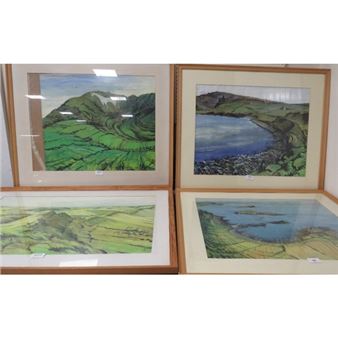 Duntulm Castle Skye, White Horse Bratton Wiltshire, Staffin Bay Skye and Offas Dyke & Spoad Hill From Llanfair Hill - Geoffrey Sutcliffe