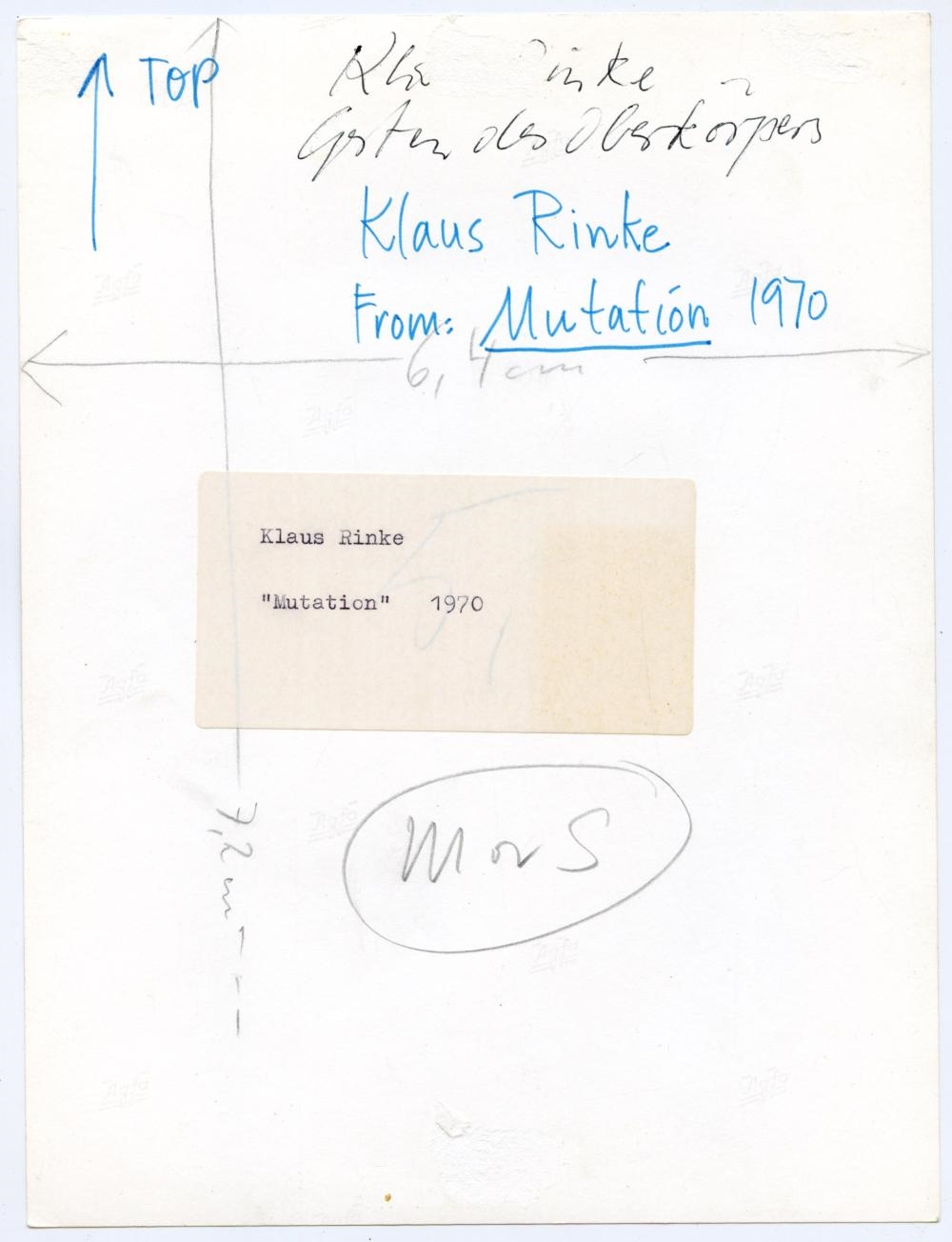 Artwork by Klaus Rinke, From Mutation