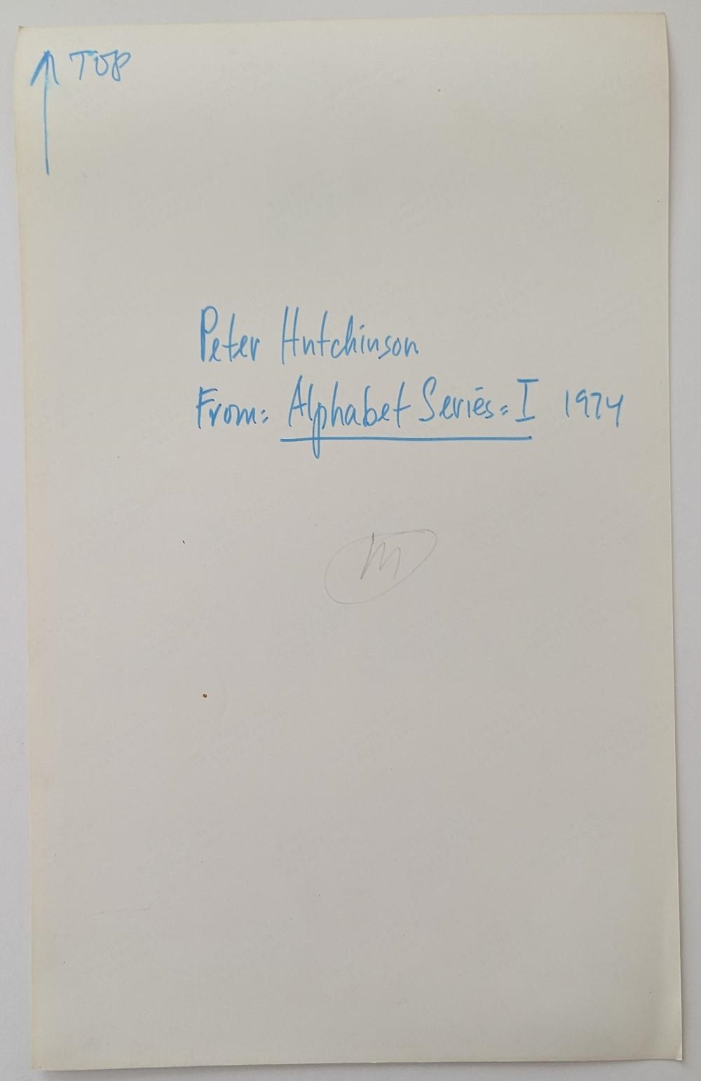 Artwork by Peter Hutchinson, From Alphabet Series, Made of Art Photograph