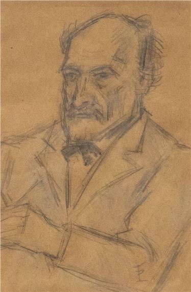 A drawing of a man in a suit and bow tie.