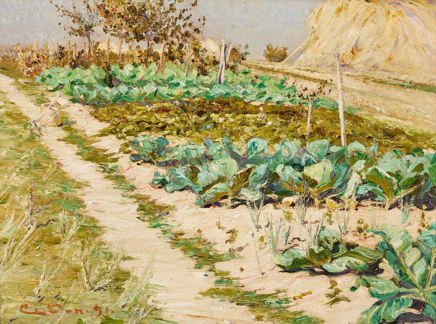 Carl Olson | Kålgård med höstack/Kål-land | MutualArt