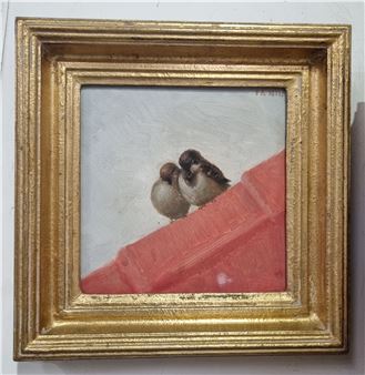 Looking Through Kitchen Window, Two Sparrows - Irene Hill