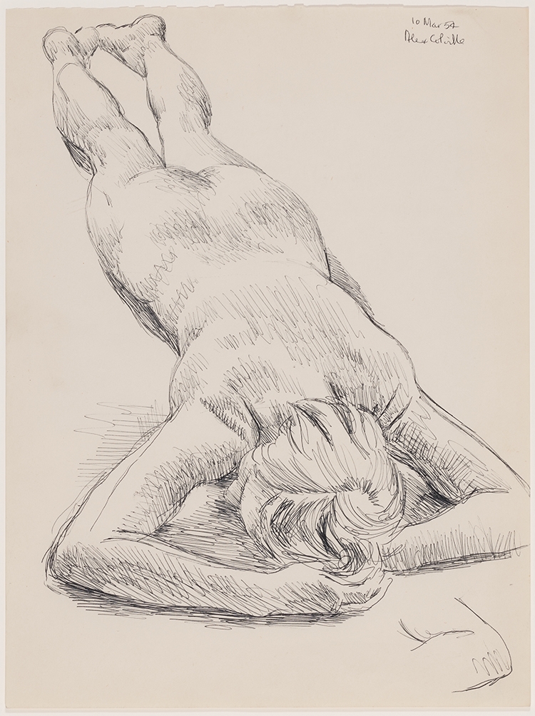 Artwork by Alex Colville, Study for Nude on Rug, Made of Ink On Paper