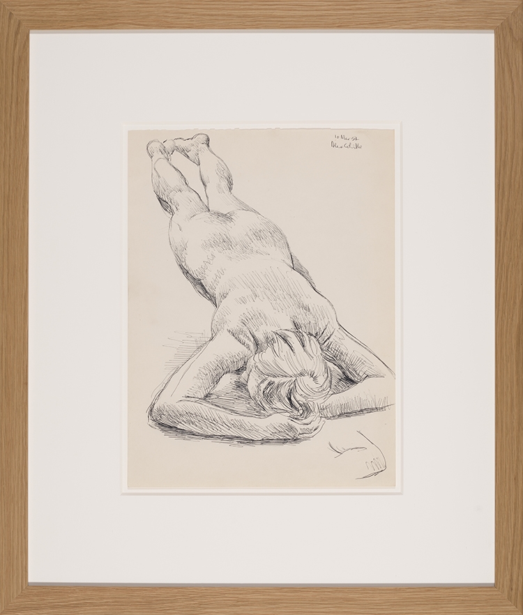 Artwork by Alex Colville, Study for Nude on Rug, Made of Ink On Paper