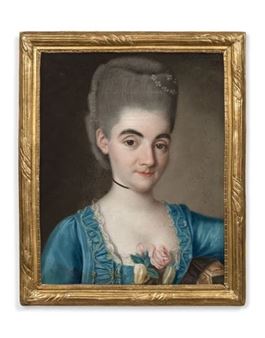 Portrait of a Young Woman in a Blue Dress - Joseph de Saint-Michel