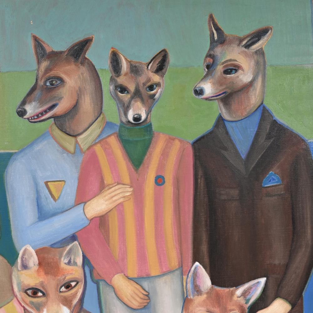 Artwork by Gaston Relens, Large and small foxes and wolves, Made of Acrylic On Canvas