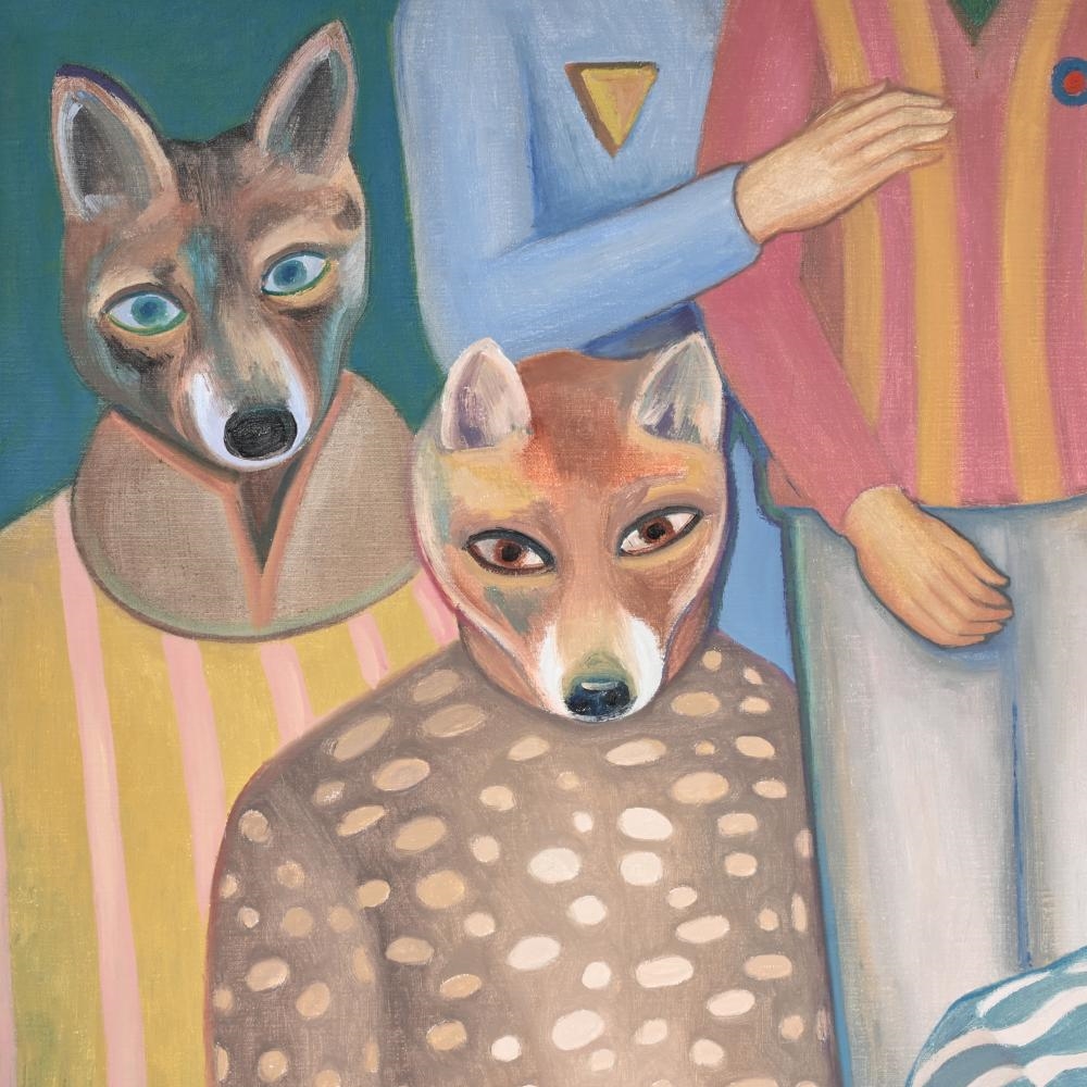 Artwork by Gaston Relens, Large and small foxes and wolves, Made of Acrylic On Canvas