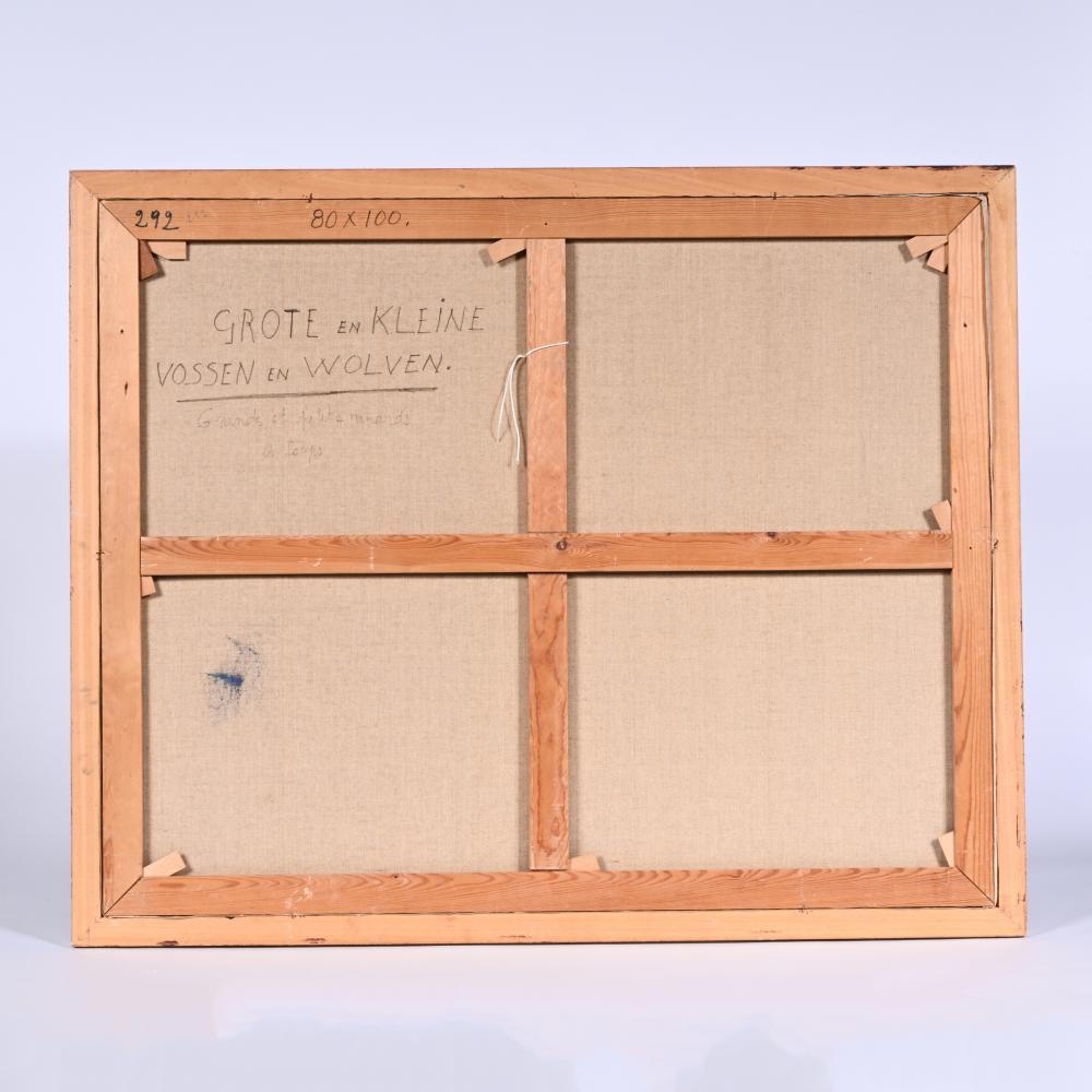 Artwork by Gaston Relens, Large and small foxes and wolves, Made of Acrylic On Canvas