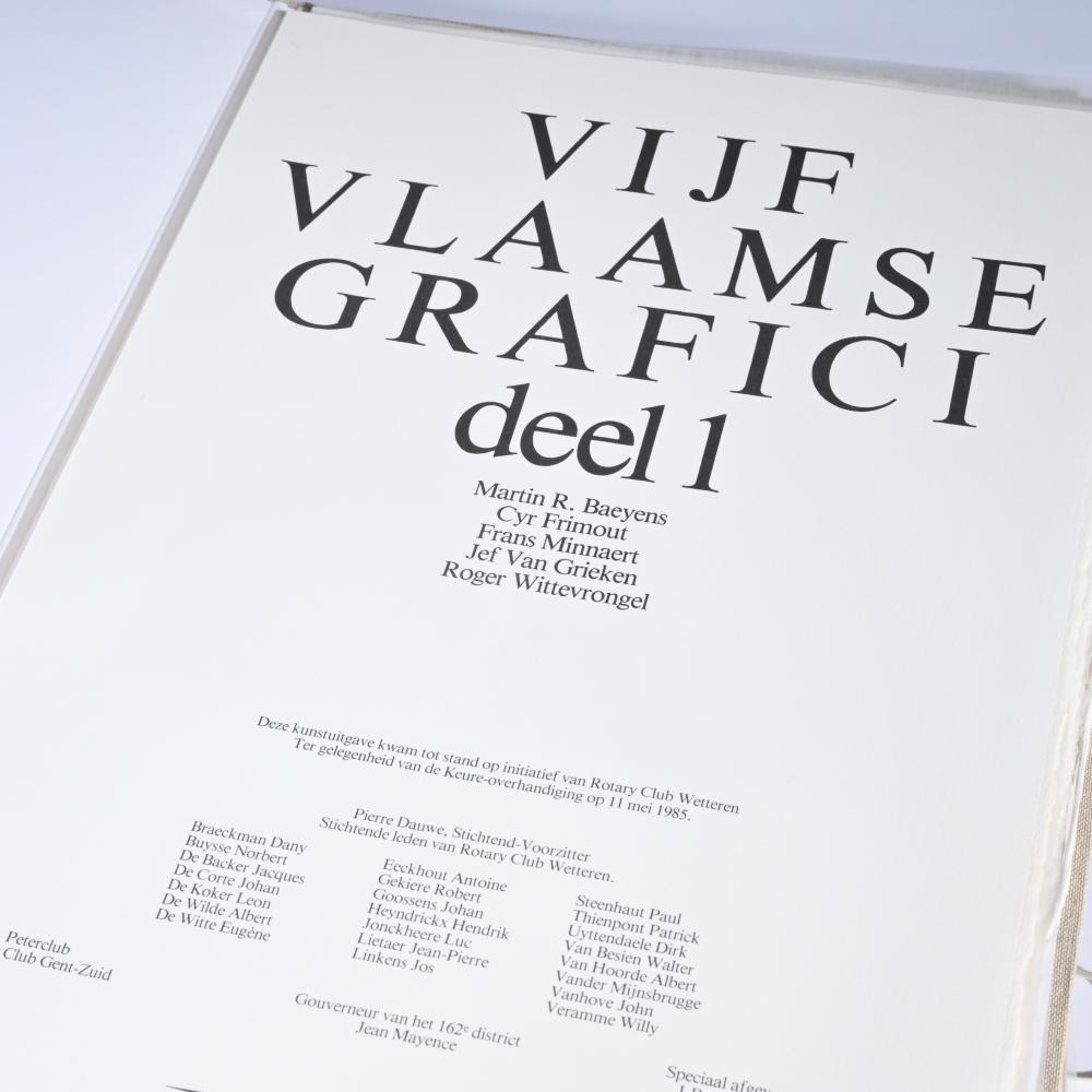 Artwork by Frans Minnaert, Collection graphic art, etching plate Frans Minnaert with etching and 2 folders Flemish graphics, Made of Etching