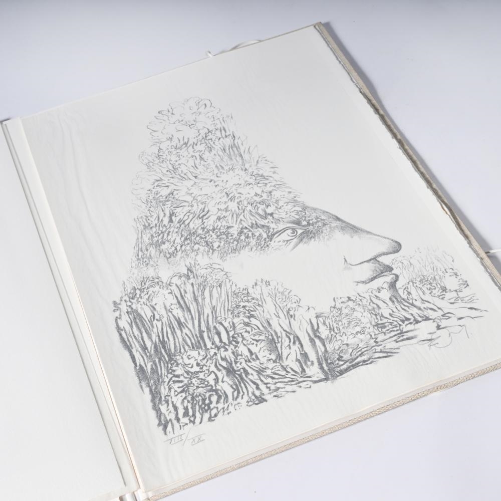 Artwork by Frans Minnaert, Collection graphic art, etching plate Frans Minnaert with etching and 2 folders Flemish graphics, Made of Etching