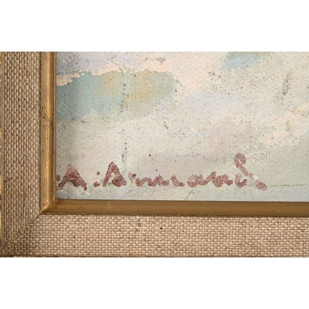 Artwork by Aristide Armand, Mediterranean Seaside, Made of oil on cardboard
