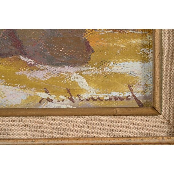 Artwork by Aristide Armand, Mediterranean Seaside, Made of oil on cardboard