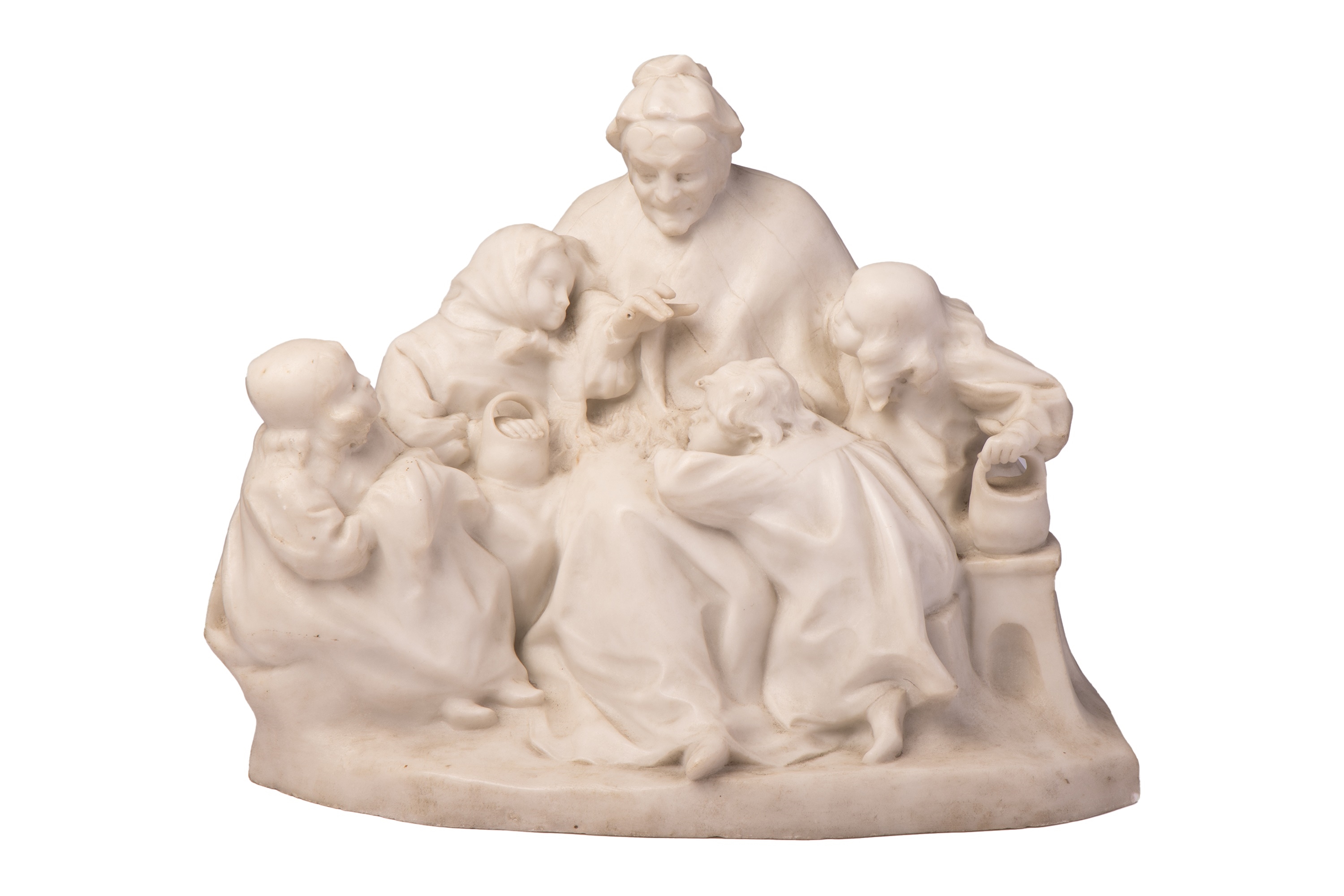 Artwork by Ezio Ceccarelli, The Storyteller, Made of White Marble