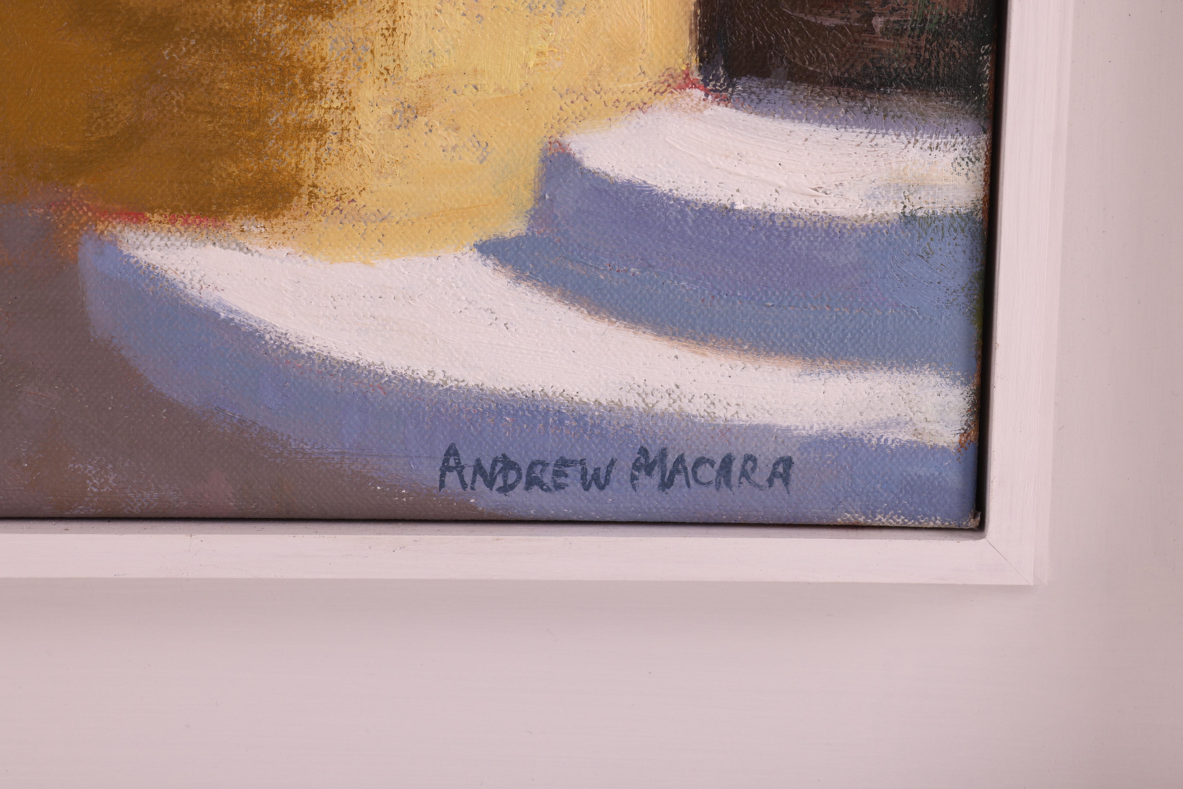 Artwork by Andrew Macara, Playing by the Church, Karpathos, Greek Islands, Made of Oil On Canvas