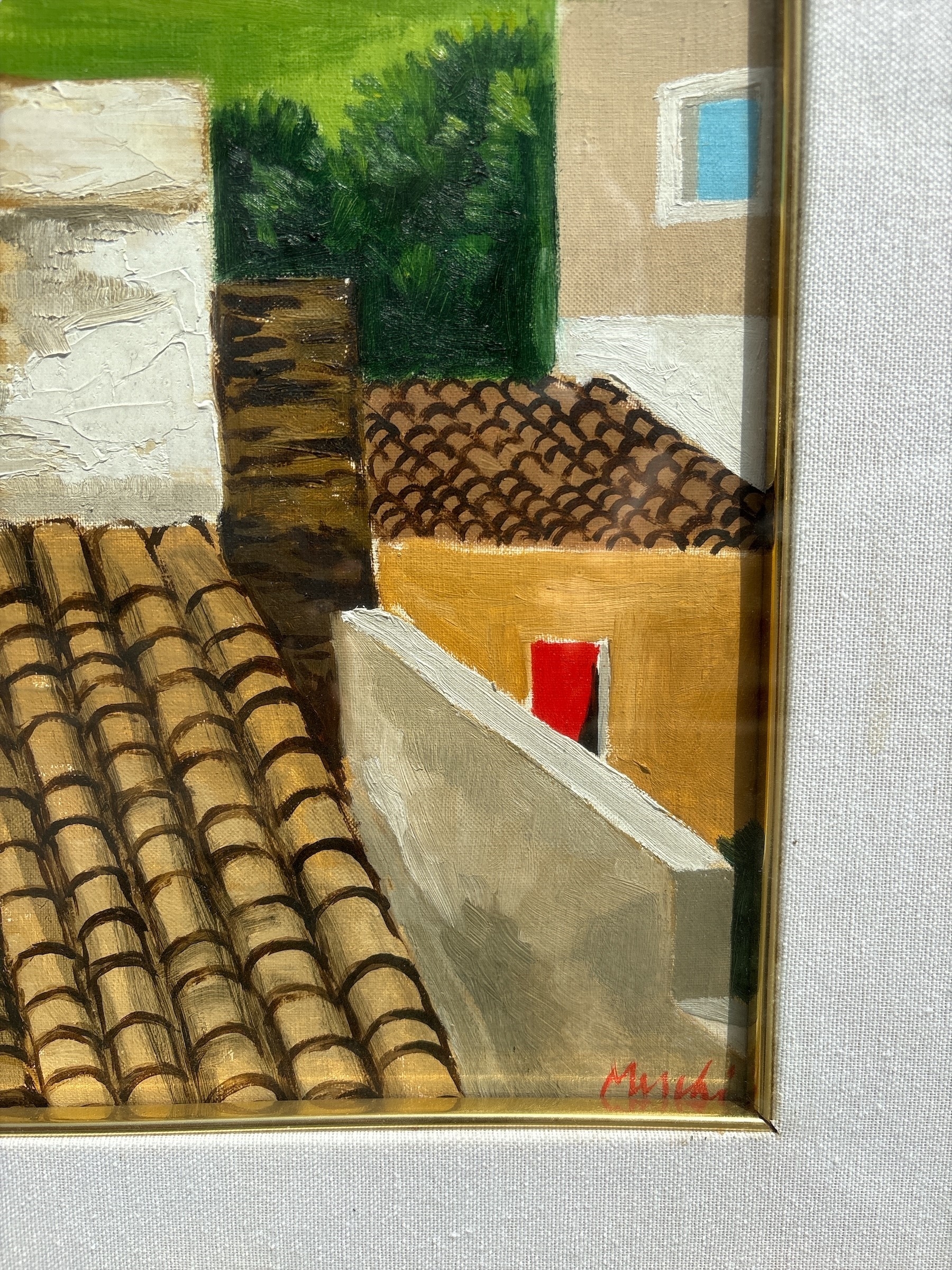 Artwork by Renzo Meschis, Tetti, Made of oil on canvas