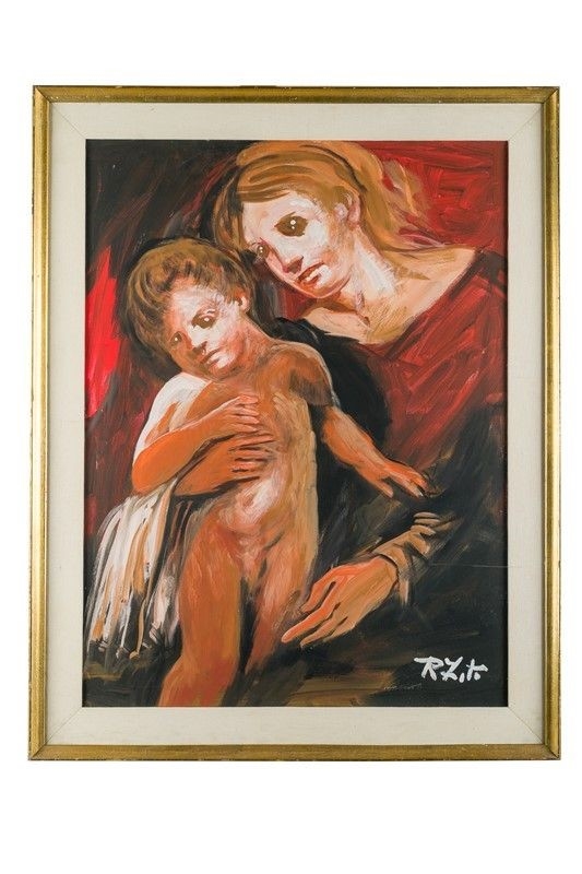 Artwork by Rodolfo Zito, Madonna con Bambino, 1994, Made of tempera on canvas