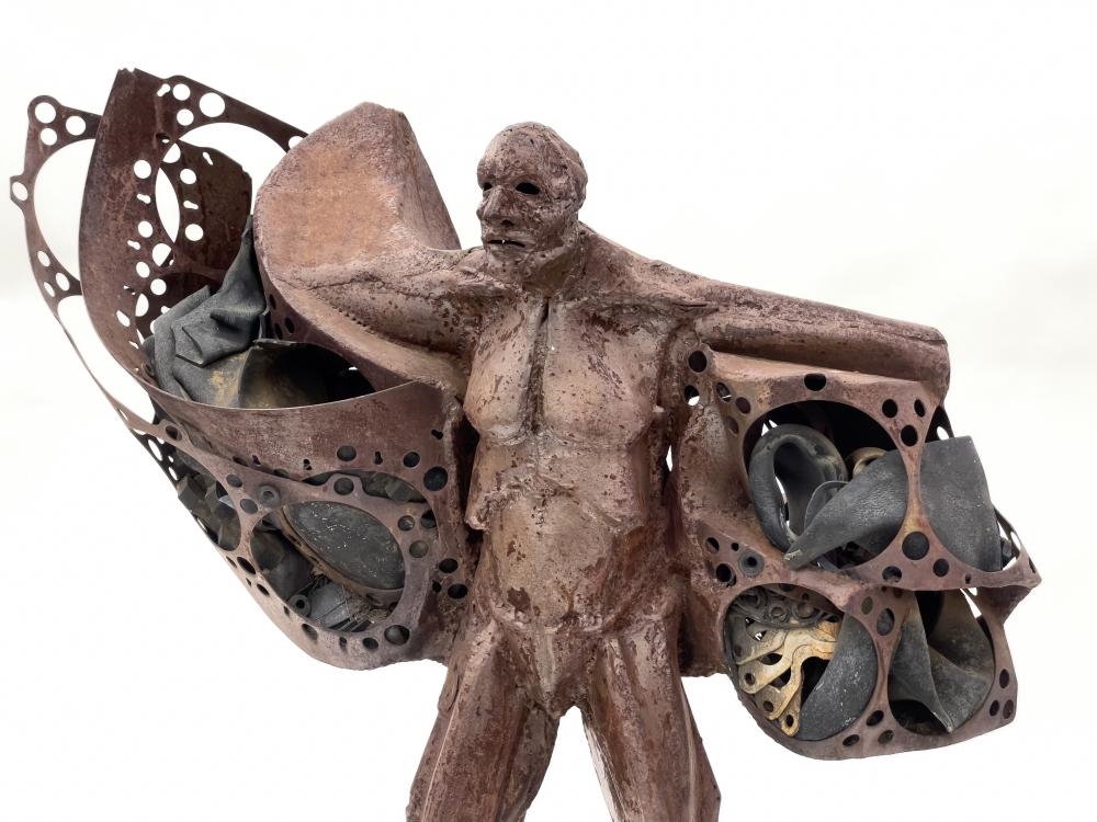 Artwork by Theodore Gall, Untitled (Winged Man, Made of Large Fabricated Steel Sculpture