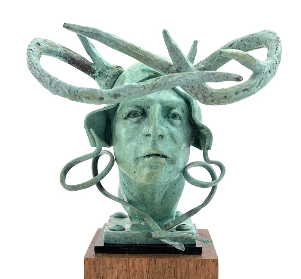 Artwork by Theodore Gall, Antlered Guardian: The Sentinel of Dreams, Made of Bronze