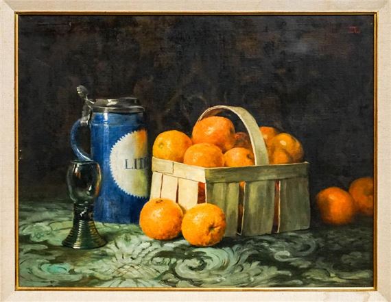 Still Life of a Basket of Fruit by Dolf van Roy