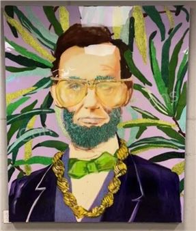 Abe with Donkey Rope and Palm Fronds - Ashley Longshore