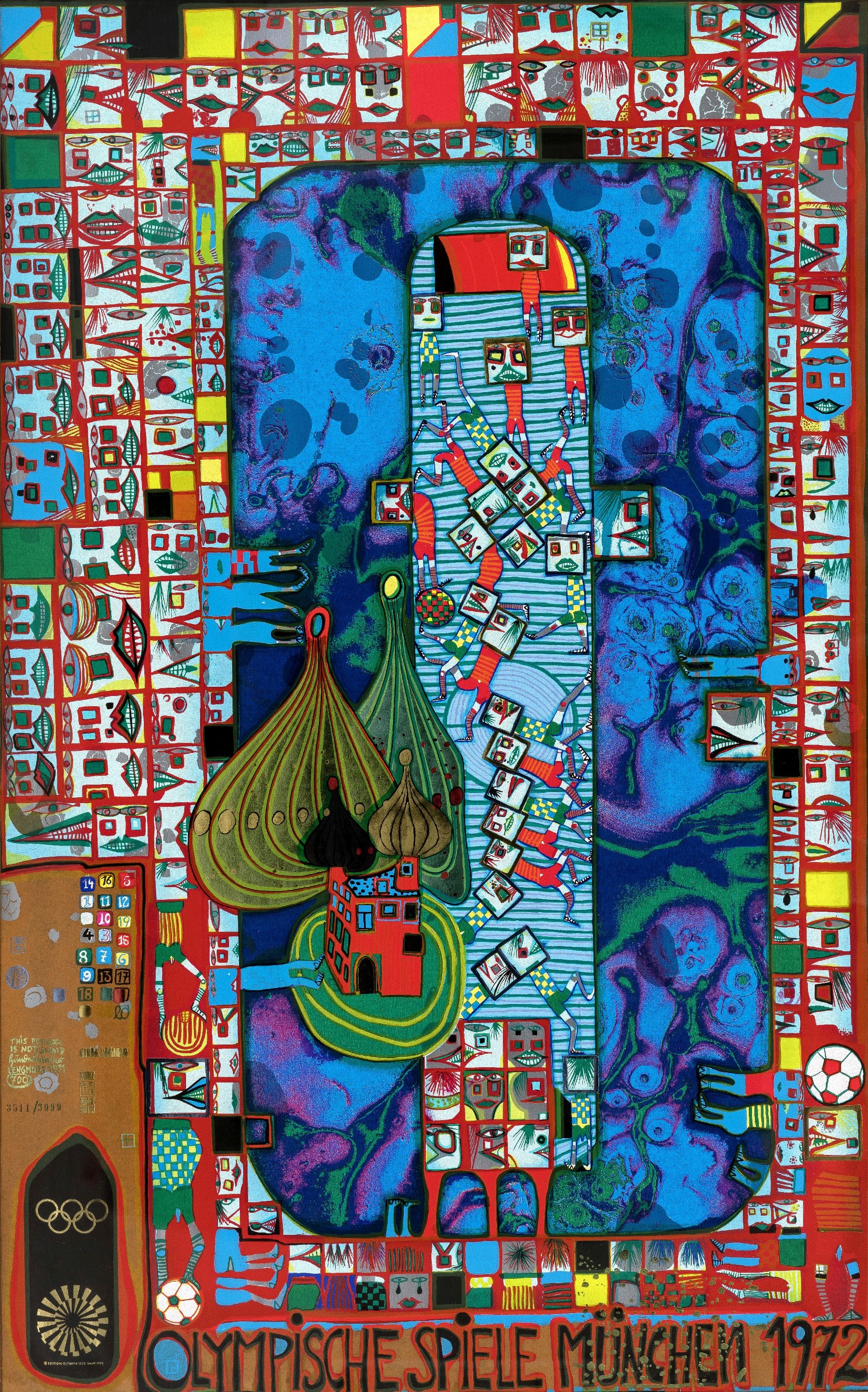 Artwork by Friedensreich Hundertwasser, Olympische Spiele München, Made of Farbserigrafie mit Metallprägungen