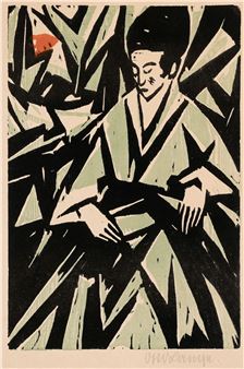 Dame in Grün - Otto Lange