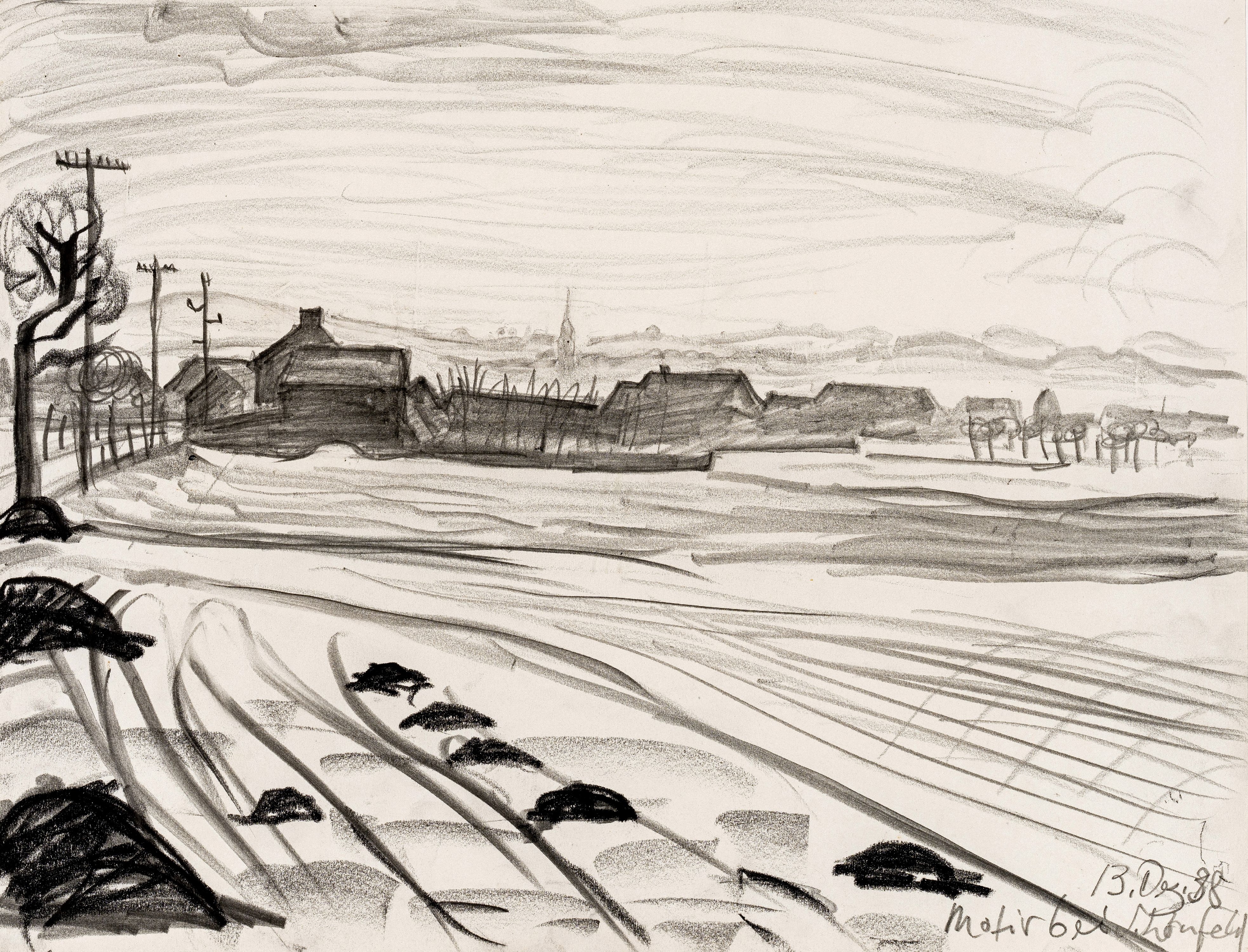 Artwork by Hans Körnig, Motiv bei Schönfeld, Made of pencil on paper