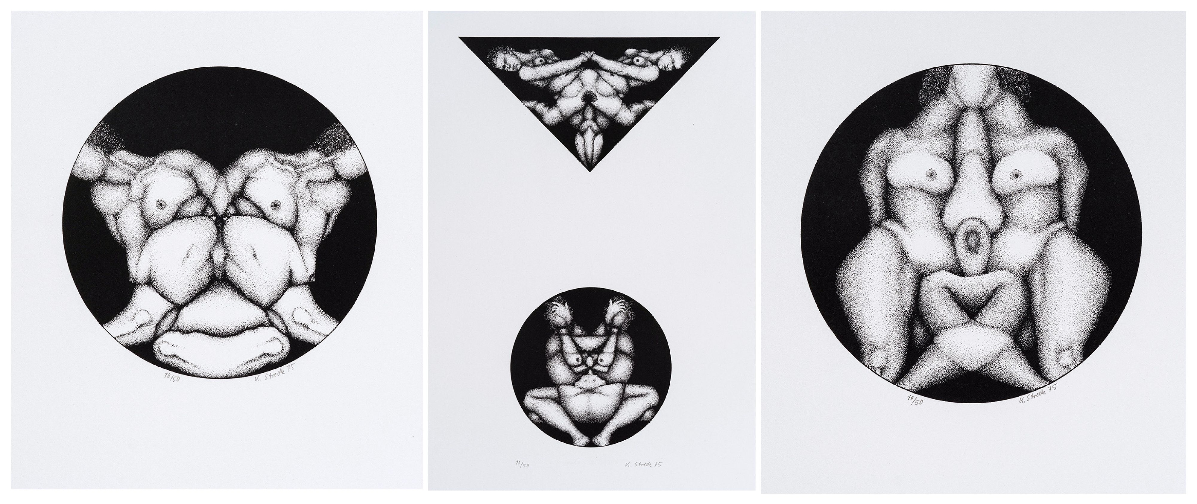 Artwork by Streck, K., Figürliche Darstellungen, Made of Konvolut von vier Lithografien auf drei Blatt