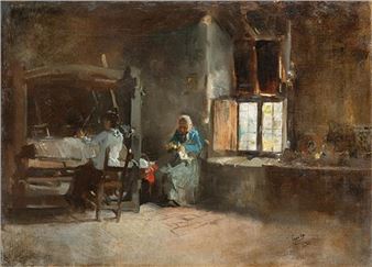 En el telar. Asís - Joaquin Sorolla y Bastida