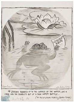 Two original political cartoons based on Beatrix Potter's works - Nicholas Garland