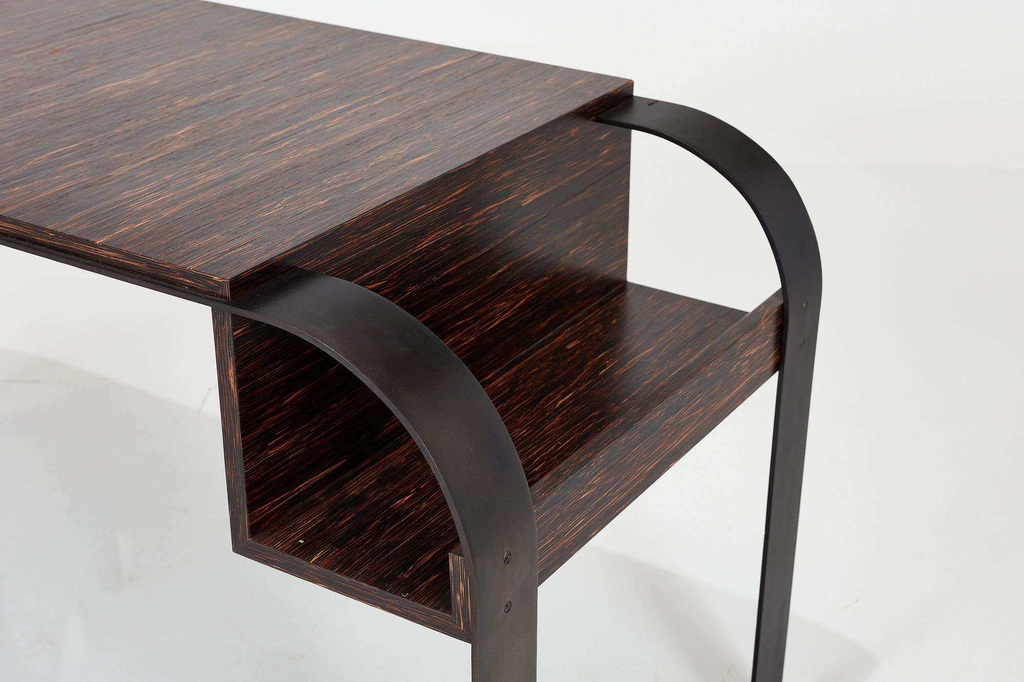 Artwork by Eugène Printz, Desk, Made of Palmwood, black oxidized steel